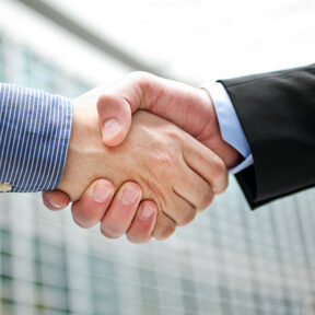 Outdoor, businessmen handshake